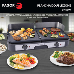 Plancha d'intérieur et d'extérieur double zone 2200 W de marque Fagor - Livraison Offerte